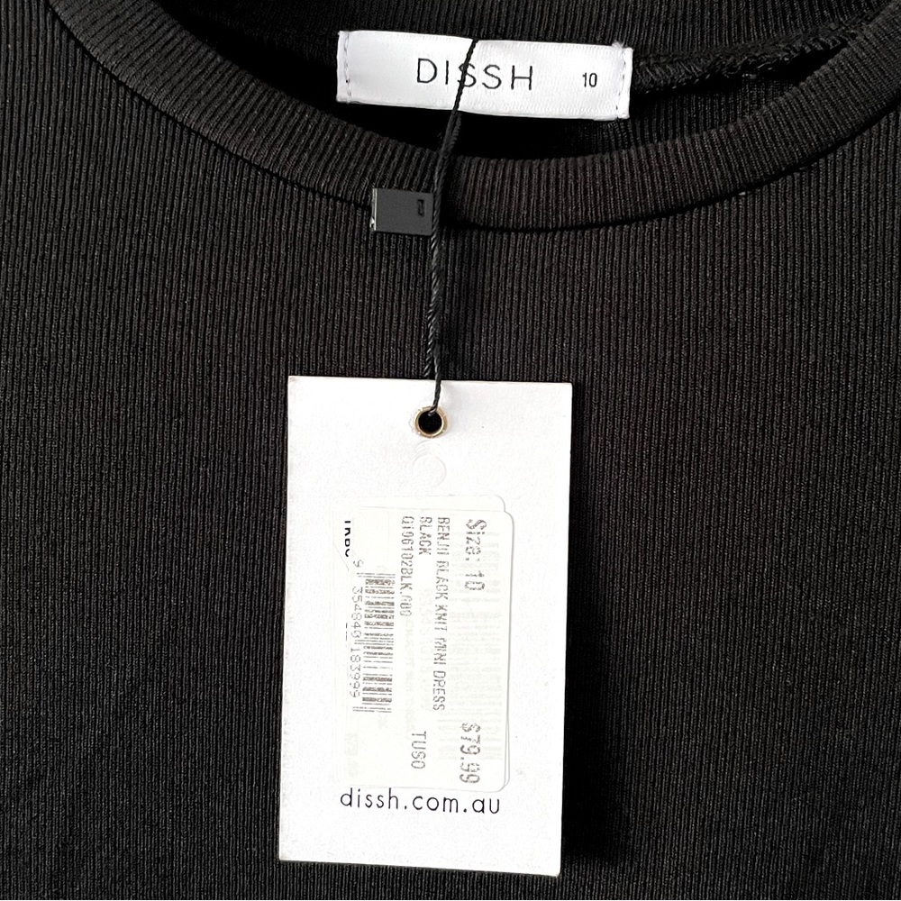 NWT DISSH Long Sleeve Black Midi Cinch Dress - Picture 3 of 3